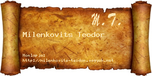 Milenkovits Teodor névjegykártya